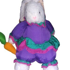 White Bunny Parachute Purple Nylon Clothes Puffy Rabbit with Carrot Plush